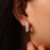 Pendientes redondos de acero inoxidable de moda Pendientes de acero inoxidable con incrustaciones de perlas