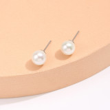 1 par de pendientes redondos de acero inoxidable con revestimiento de perlas de imitación, Estilo Vintage