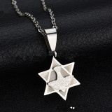Collar geométrico de Corea de titanio y acero inoxidable (Concha - Búho) NHHF0180-Concha-Búho