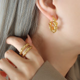 Pendientes torcidos de estilo simple con revestimiento de acero y titanio, 1 par