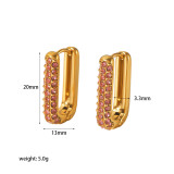1 par de pendientes chapados en oro de 18 quilates con incrustaciones de pulido rectangulares cuadrados de estilo Vintage de acero inoxidable con circonita perla