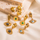 Pendientes chapados en oro de acero titanio con ojo de moda, 1 par