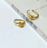 1 par de pendientes chapados en oro de 18K con incrustaciones de mariposa en forma de corazón de estilo Simple, piedras preciosas artificiales de acero y titanio