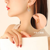 Pendientes de acero de titanio con anillo ovalado con textura en relieve vintage