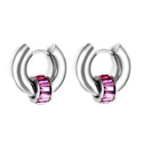 Pendientes de circonita con incrustaciones de acero inoxidable chapados en círculo retro 1 par