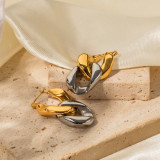 1 par de pendientes chapados en oro de 18 quilates de acero inoxidable con revestimiento geométrico exagerado estilo IG