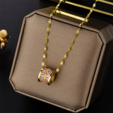 Collar con colgante de diamantes de imitación con incrustaciones de acero y titanio geométrico a la moda, 1 pieza