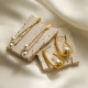 1 par de pendientes chapados en oro de 18K con perlas artificiales de acero y titanio con incrustaciones geométricas de viaje de estilo Simple
