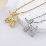 Collar con colgante de diamantes de imitación con incrustaciones de acero inoxidable para perro de estilo clásico básico lindo