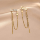 1 par de pendientes colgantes de circonita chapados en acero inoxidable con letras retro