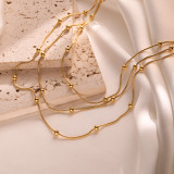 Collar con colgante chapado en oro de 18 quilates con incrustaciones de perlas de acero de titanio cuadrado de estilo simple informal