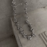 Collar de cadena de acero de titanio geométrico estilo británico 1 pieza