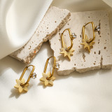 1 par de pendientes de aro chapados en oro de 18 quilates con incrustaciones de flores y estrellas de estilo sencillo