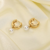 Pendientes chapados en cobre con perlas de estilo coreano