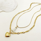 Collar chapado en oro de acero inoxidable con forma de corazón de estilo simple y clásico