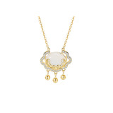 Collar de diamantes de imitación de perlas artificiales con incrustaciones de acero de titanio con forma de corazón de trébol de cuatro hojas geométrico de estilo Simple