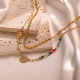 Collar con colgante chapado en oro de 18 quilates con incrustaciones de acero de titanio y mariposa en forma de corazón de árbol de estilo simple