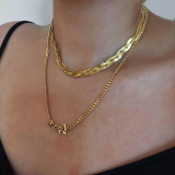 Estilo simple Color sólido Collar con revestimiento de acero de titanio 1 pieza