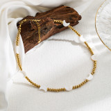 Collar chapado en oro de 18 quilates con concha de acero inoxidable con forma de corazón y estrella artística estilo IG