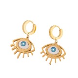 1 par de pendientes colgantes de acero de titanio chapados en esmalte de ojo de diablo de estilo moderno