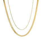 Collar Simple De Acero Inoxidable Chapado En Oro Con Cadena De Doble Serpiente