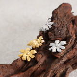 1 par de aretes chapados en oro de 18 quilates de acero titanio con revestimiento de margaritas estilo vintage estilo IG