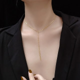 Moda Digital Collar en forma de Y Borla en forma de Y Collar corto Collar de clavícula Collar de acero de titanio Joyería al por mayor