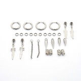 1 juego de pendientes de acero inoxidable con dragón de plumas retro punk