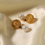 Pendientes colgantes de perlas de acero inoxidable redondos estilo INS 1 par