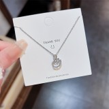 Collar con colgante de diamantes de imitación con incrustaciones de acero titanio y corona en forma de corazón y estrella a la moda