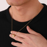 Collar con colgante chapado en oro de 18 quilates con revestimiento de acero de titanio cuadrado semicírculo de estilo simple