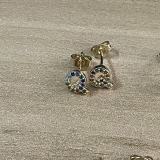 Pendientes chapados en oro de 14K con incrustaciones de cobre y circonita, elegantes y lujosos, estilo clásico, con letras asimétricas, 1 par