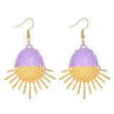 1 par de pendientes colgantes con cuentas de acero inoxidable con diseño de sol bohemio