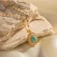 Collar con colgante de circonita turquesa con incrustaciones, chapado en acero inoxidable ovalado, 1 pieza