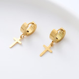 12 pares de pendientes colgantes tridimensionales de acero inoxidable con cruz de hip-hop