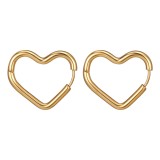1 par de aretes chapados en oro de 18 quilates de acero de titanio con forma de corazón dulce