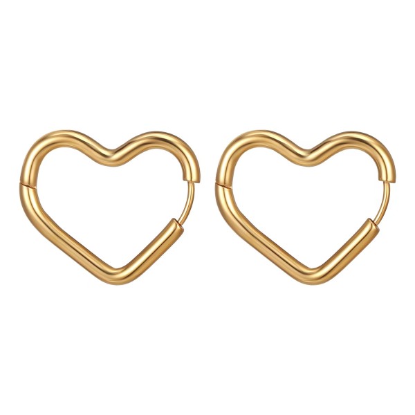 1 par de aretes chapados en oro de 18 quilates de acero de titanio con forma de corazón dulce