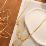 Collar chapado en oro de titanio con revestimiento de acero de mariposa de estilo simple