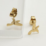 Pendientes tipo botón con revestimiento de acero inoxidable, color sólido, estilo simple, 1 par