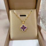 Collar con colgante de diamantes de imitación con incrustaciones de cobre y acero titanio con forma de corazón de oso de estilo simple