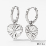 1 par de pendientes chapados en oro con incrustaciones de rombos en forma de corazón Retro elegantes con circonitas de acero inoxidable