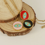 Collar con colgante chapado en oro de 18 quilates de acero inoxidable con ojo de diablo artístico al por mayor