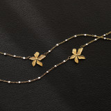 Collar con colgante chapado en oro de 18 quilates con revestimiento de acero de titanio Lady Flower