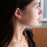 1 par de aretes de acero inoxidable esmaltados de color sólido estilo IG