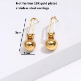 Pendientes retros de bola de oro electrochapados de acero inoxidable de joyería simple de moda