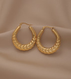 1 par Estilo simple Estilo clásico Chapado en torsión Acero titanio Pendientes colgantes chapados en oro