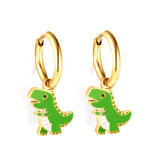 Pendientes colgantes chapados en acero inoxidable con forma de animal, 1 par