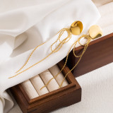 Pendientes colgantes chapados en oro de 18K con incrustaciones de cadena chapada en Color sólido, borla redonda elegante y lujosa, 1 par