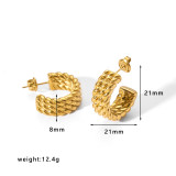 1 par de pendientes chapados en acero inoxidable en forma de U de estilo simple