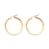 Pendientes De Aro Chapados En Acero Inoxidable De Color Sólido De Moda, 1 Par